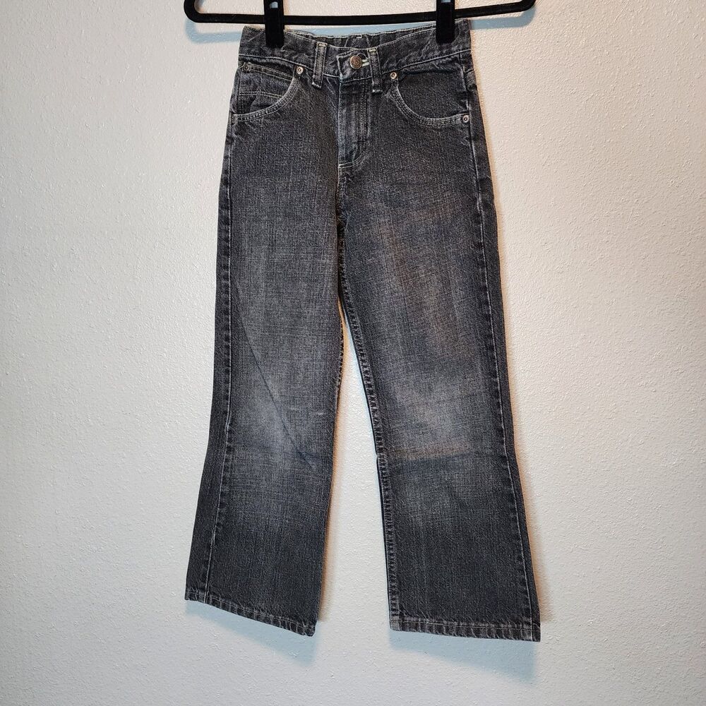 Wrangler Boys 10 Slim Black Wash Denim Jeans Cowboy Cut Bootcut 6BCBWAB Cotton